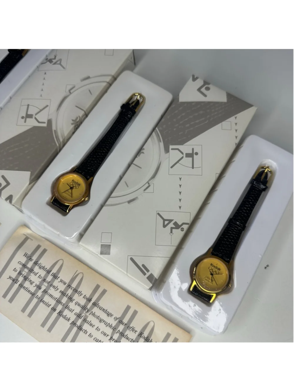 Vintage New in Box NIB Set of 3 Kodak Gold & Black 1998 Olympics Sponsor Watches